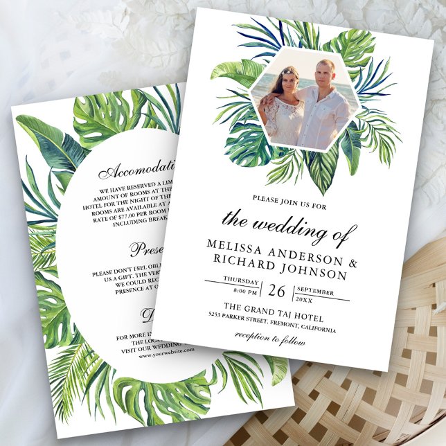 Tropical Monstera Palm Blätter All in One Wedding Einladung (Von Creator hochgeladen)