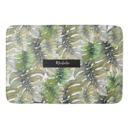 Tropical Monstera Palm Green Badematte