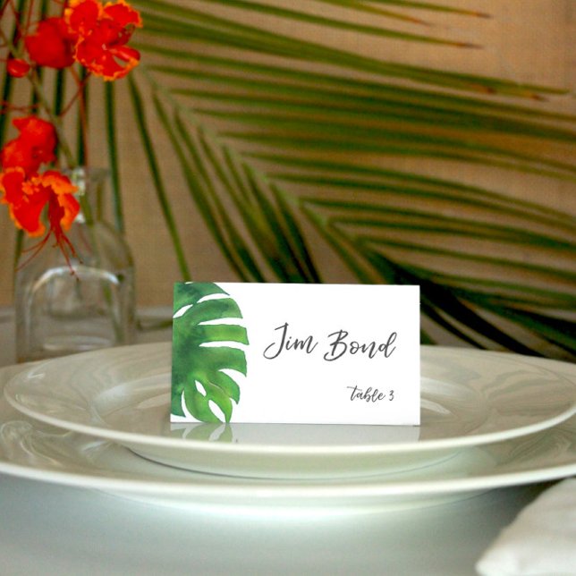 Tropical Monstera Palm Leaf Blank Platzkarten (Von Creator hochgeladen)