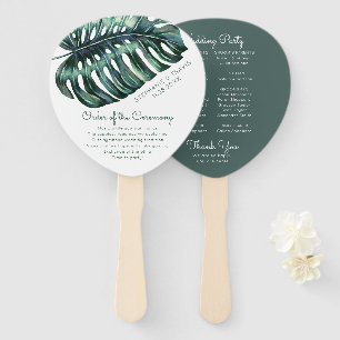 Tropical Monstera Palm Leaf Hochzeitsprogramm Fächer