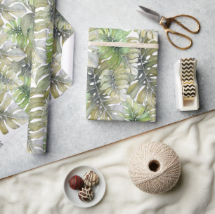 Tropical Monstera Palm Pastel Muster Geschenkpapier