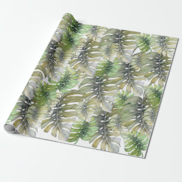 Tropical Monstera Palm Pastel Muster Geschenkpapier