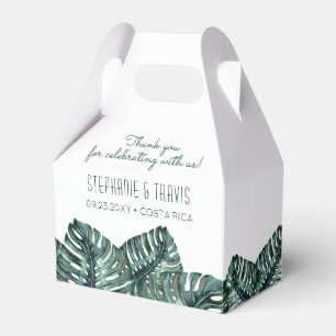 Tropical Monstera Palm Retro Mod Beach Wedding Fav Geschenkschachtel