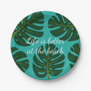 Tropical Monstera Palmblätterpapier Teller
