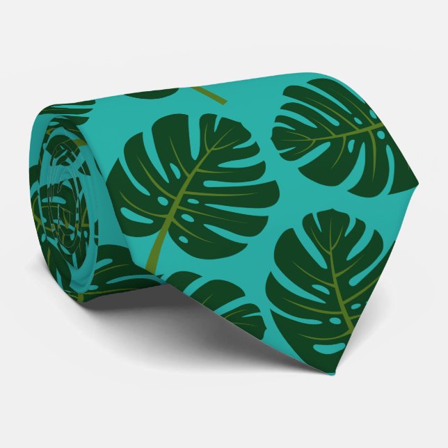 Tropical Monstera Palme Blatt Blumenhals Krawatte (Gerollt)