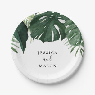 Tropical Monstera Polterabend Paper Plate Pappteller