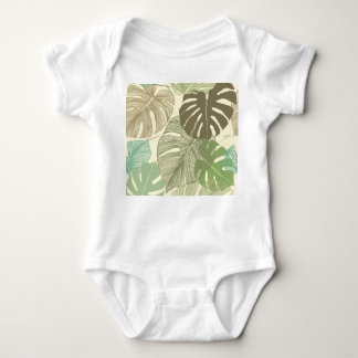 Tropical Monstera Retro HandGezeichnet Muster Baby Strampler