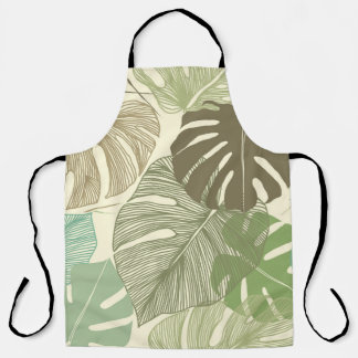 Tropical Monstera Retro HandGezeichnet Muster Schürze