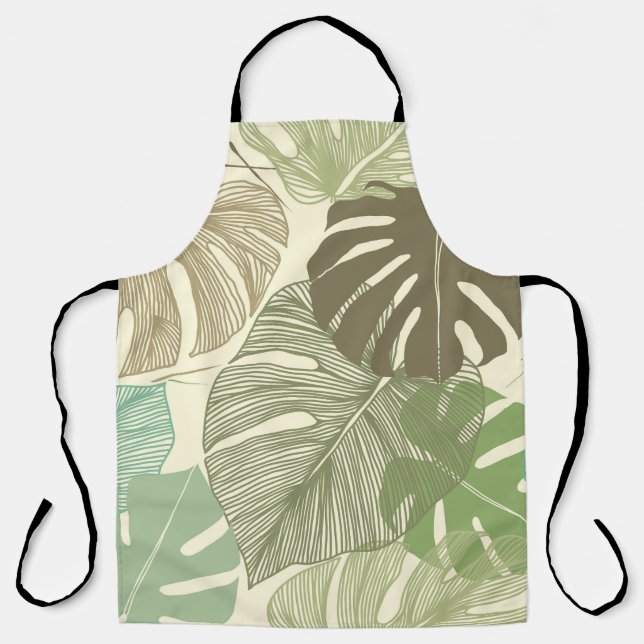 Tropical Monstera Retro HandGezeichnet Muster Schürze (Vorderseite)