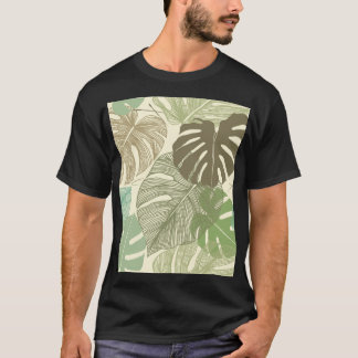 Tropical Monstera Retro HandGezeichnet Muster T-Shirt