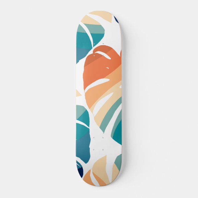 Tropical Monstera Retro Vibes Muster #1 #tropical Skateboard (Vorderseite)