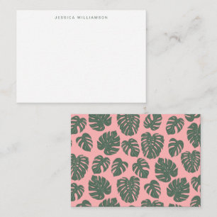 Tropical Monstera Rosa grüne Geschenkverpackung Mitteilungskarte