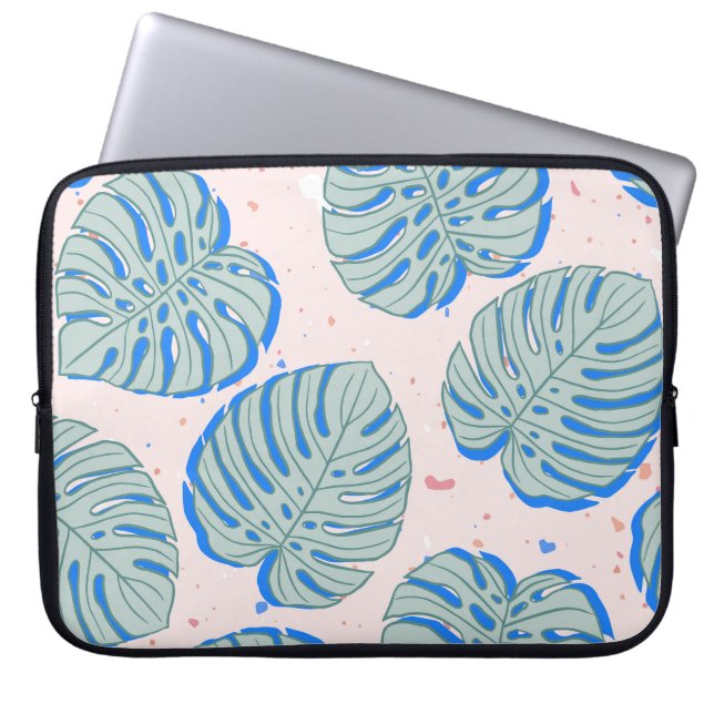 Tropical Monstera: Terrazzo Vintages Muster Laptopschutzhülle (Vorderseite)