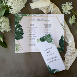 Tropical Monstera Tri-Fold Wedding Program Flyer