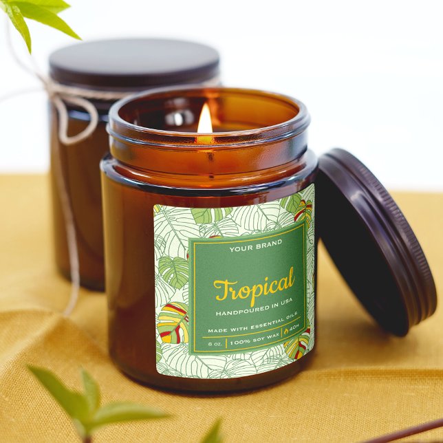 Tropical Monstera Verlasse Grünes Quadrat Candle L Quadratischer Aufkleber (Von Creator hochgeladen)