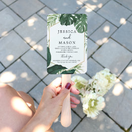 Tropical Monstera Wedding Fan Programm Fächer