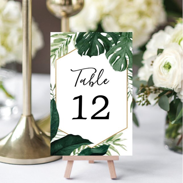 Tropical Monstera Wedding Tischnummern (Von Creator hochgeladen)