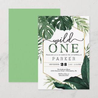Tropical Monstera Wild Ein erster Geburtstag Einla Einladung