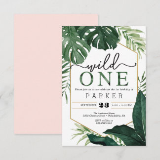 Tropical Monstera Wild Ein erster Geburtstag Einla Einladung