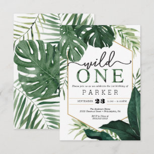 Tropical Monstera Wild Ein erster Geburtstag Einla Einladung
