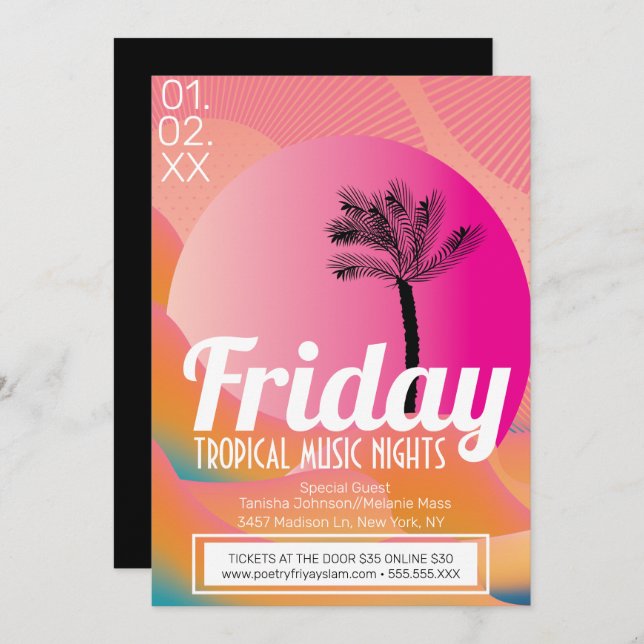 Tropical Music Nights Promotionclub Flyer Einladung (Vorne/Hinten)