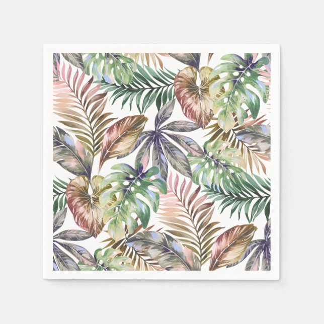 Tropical Napkins Green und Blush Napkins Palm Leaf Serviette (Vorderseite)