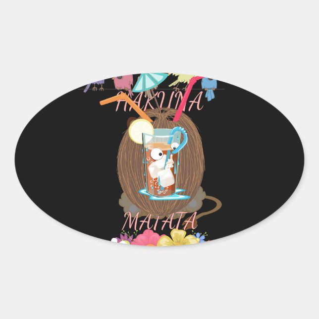 Tropical Nature's Bounty" Kokospalmen Ovaler Aufkleber (Vorderseite)