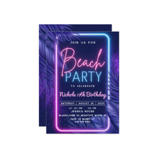 Tropical Neon Beach Einladung Party