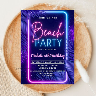 Tropical Neon Beach Einladung Party