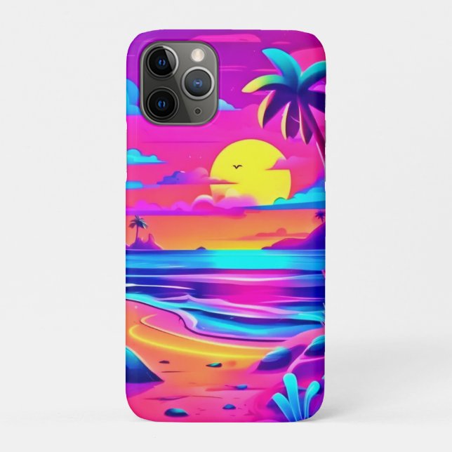 Tropical Neon Beach Sunset Art Case-Mate iPhone Hülle (Rückseite)