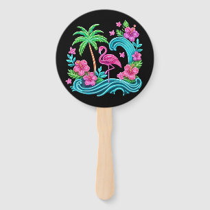 Tropical Neon Flamingo Fächer