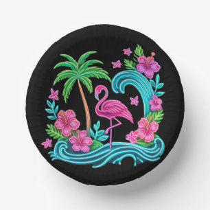 Tropical Neon Flamingo Pappteller