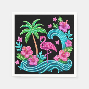 Tropical Neon Flamingo Serviette