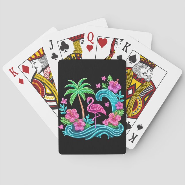 Tropical Neon Flamingo Spielkarten (Rückseite)