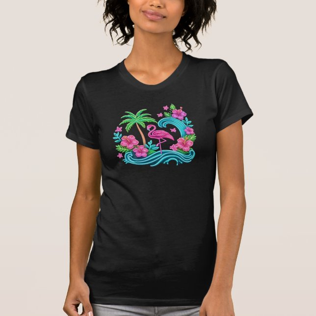 Tropical Neon Flamingo T-Shirt (Vorderseite)