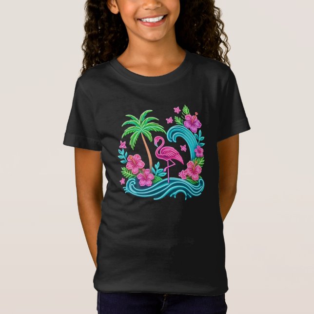 Tropical Neon Flamingo T-Shirt (Vorderseite)