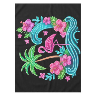 Tropical Neon Flamingo Tischdecke