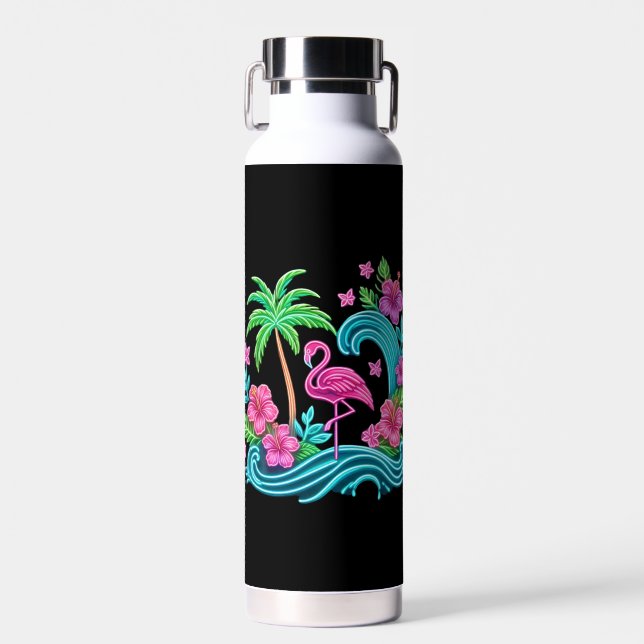 Tropical Neon Flamingo Trinkflasche (Vorne)