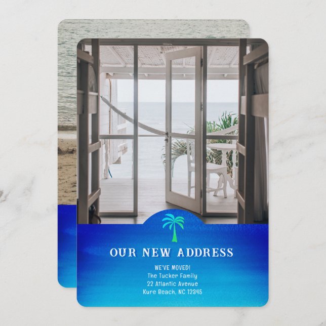 Tropical New Address Bright 2-Foto Moving Card (Vorne/Hinten)