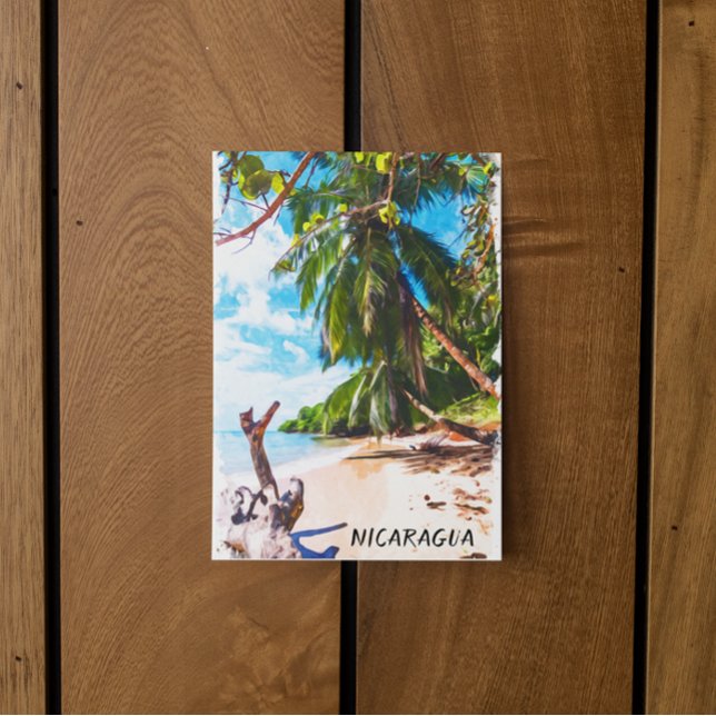 Tropical Nicaragua Beach Watercolor Reisen Postkarte (tropical nicaragua postcard)