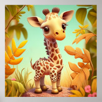 Tropical Niedlich Baby Giraffe Cartoon
