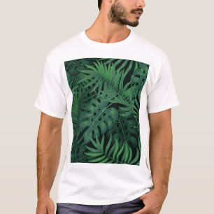 Tropical Night Green: Muster für exotische Pflanze T-Shirt