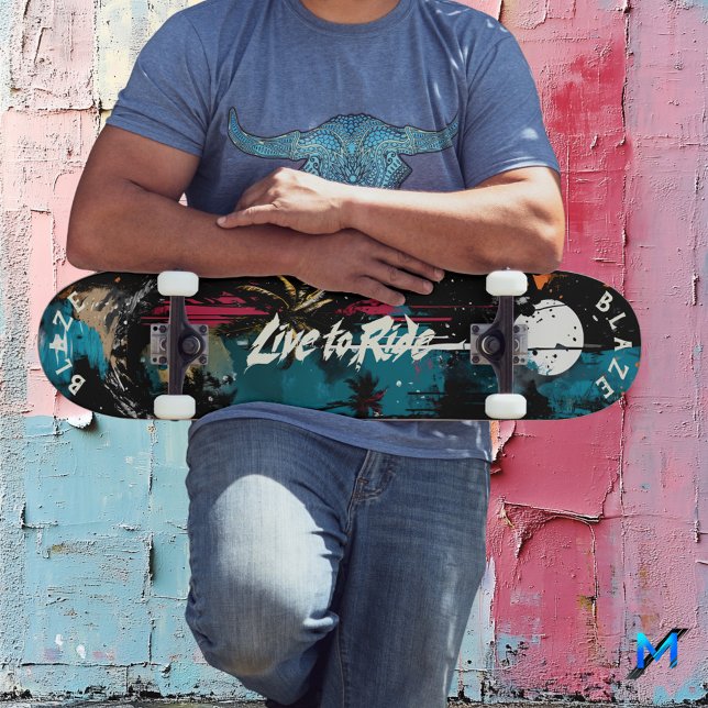Tropical Night Pop Art Collection Skateboard (Von Creator hochgeladen)