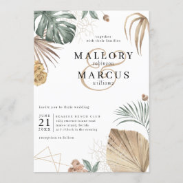 Tropical Oasis Pampas Island Wedding Einladung