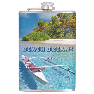 Tropical Ocean Beach Dreams Typografie Flachmann