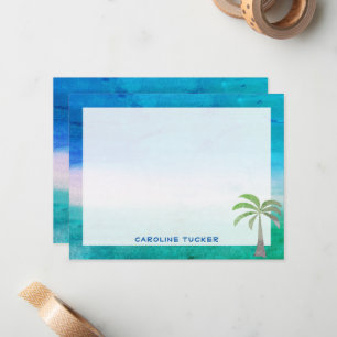 Tropical Ocean Beach Palm Tree Stationery Mitteilungskarte