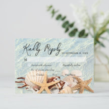 Tropical Ocean Beach Seashell RSVP Card