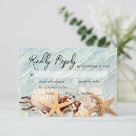 Tropical Ocean Beach Seashell RSVP Card Karte