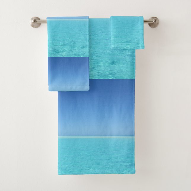Tropical Ocean Blue Beach Badezimmer Badhandtuch Set (Insitu)