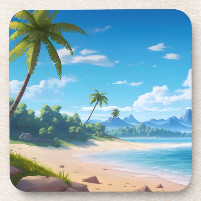 Tropical Ocean Island Sandy Beach Shore Getränkeuntersetzer (Vorderseite)